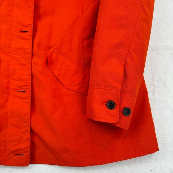 Lands' End Jacket Size M Orange Hooded Nylon Water Resistant Lined Windbreaker - Picture 9 of 13